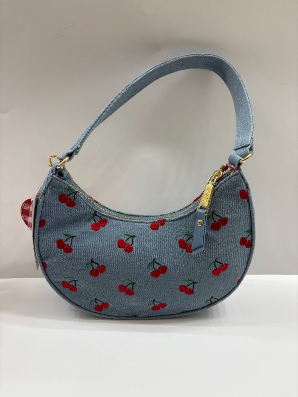 Betsey Johnson - XO Northy Denim Shoulder Bag / Purse W/ Red Cherries - NWT - Picture 7 of 13